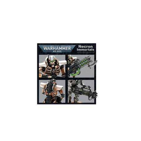 Warhammer 40,000 Necron Immortals miniatures box showing detailed sci-fi robot figures