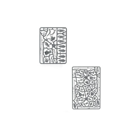 Plastic model kit sprues with fantasy miniature parts for tabletop gaming.