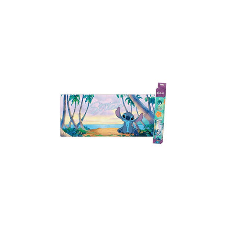 Stitch gaming mat with tropical beach and palm tree design, Lilo & Stitch themed accessory