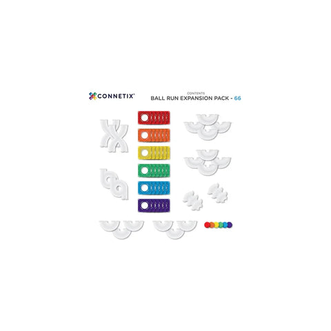 Rainbow magnetic tiles ball run expansion pack with colorful tile pieces and balls displayed.