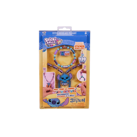 Disney Stitch pendant set with stickers, bracelet, and necklace in colorful packaging