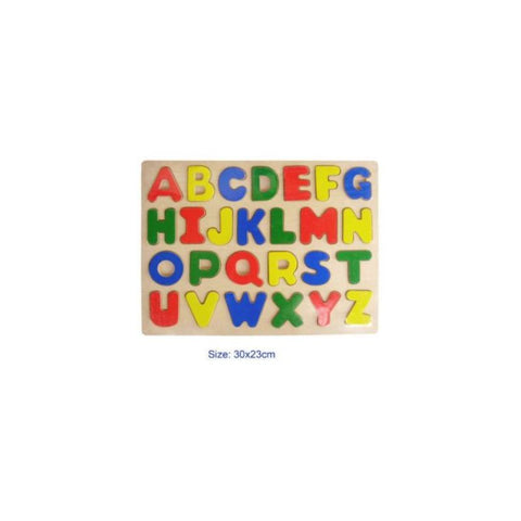 Wooden alphabet puzzle board with colorful letters for kids, educational toy 30x23cm