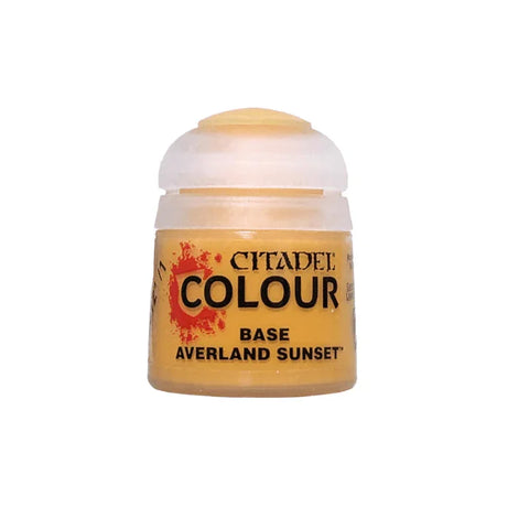 Citadel Colour Averland Sunset yellow miniature paint pot on white background