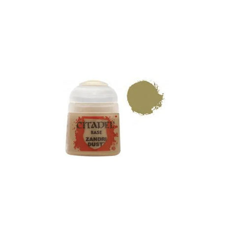 Citadel Base Zandri Dust paint pot with olive tan color swatch