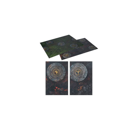 Warhammer Age of Sigmar terrain game board set with fantasy battlefield designs