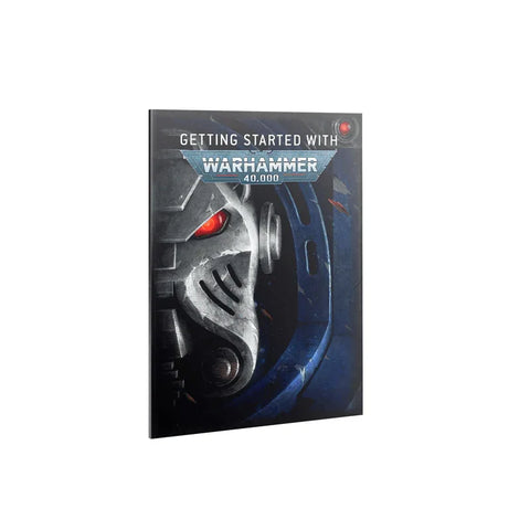 Warhammer 40,000 getting started guide book with Space Marine helmet cover