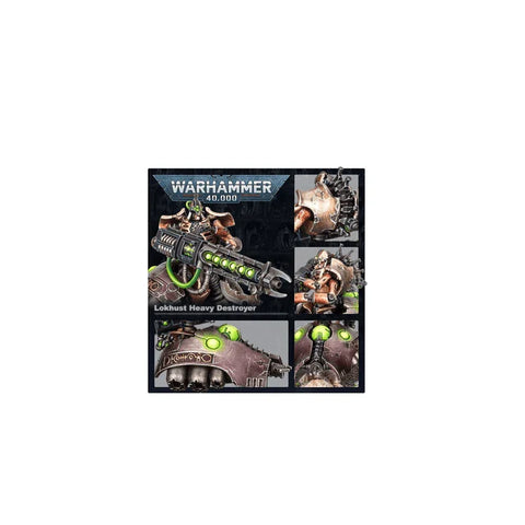 Warhammer 40K Necrons Lokhust Heavy Destroyer miniatures with green glowing weapon