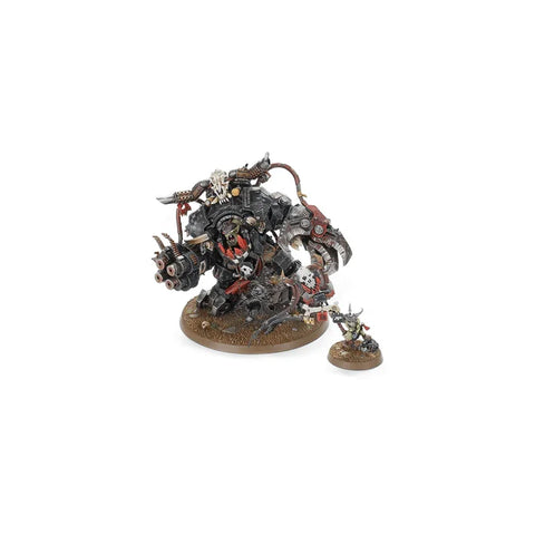 Painted Warhammer 40k orc miniatures with large armored figure and smaller companion on bases
