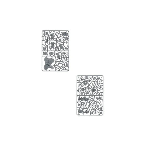 Plastic model kit sprues with miniature parts for tabletop gaming figures