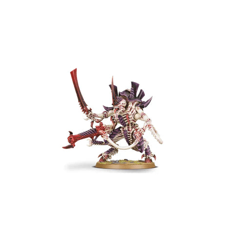 Painted Tyranids Hive Tyrant miniature figure with sword, claws, and spiked armor on base