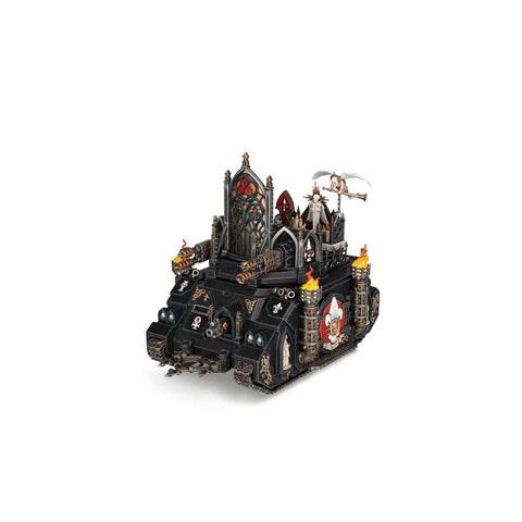 Warhammer 40k Adepta Sororitas Immolator tank miniature with gothic details and iconography