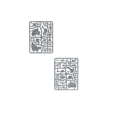 Plastic model sprues for tabletop wargaming miniatures on white background