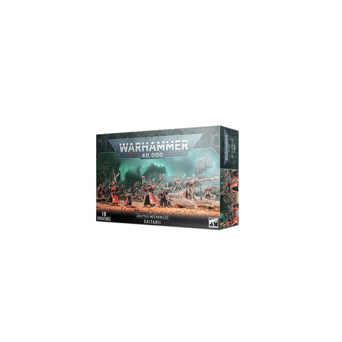 Warhammer 40,000 Adeptus Mechanicus Skitarii miniatures box set on white background
