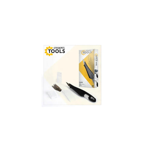 Citadel hobby knife set with black handle, spare blades, and packaging for model making