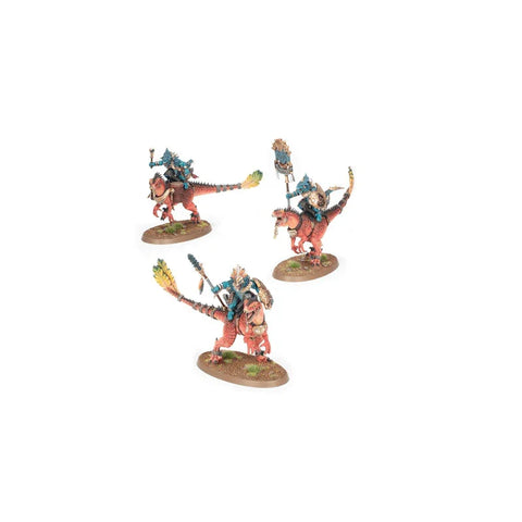 Seraphon Aggradon Lancers painted miniatures, fantasy tabletop game figures on bases