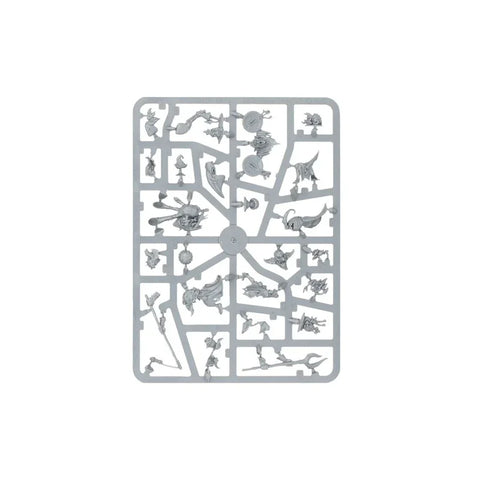 Plastic model kit sprue with fantasy game miniatures parts for assembly