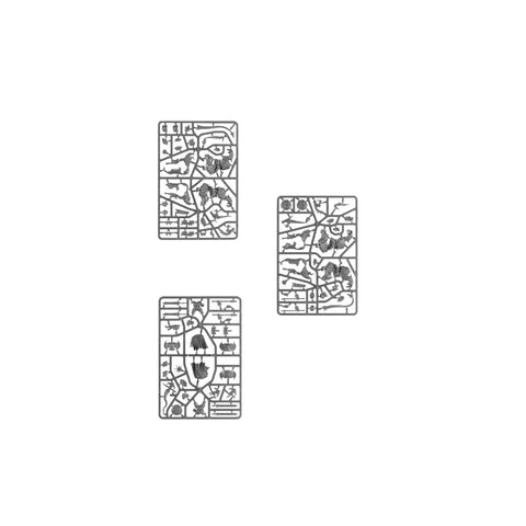 Plastic miniature model sprues for tabletop game assembly, featuring fantasy creature parts.