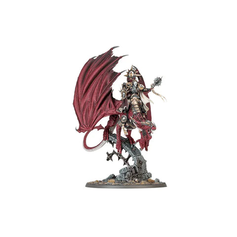Stormcast Eternals Ionus Cryptborn fantasy miniature riding a red dragon on rocky base