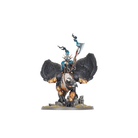 Stormcast Eternals fantasy miniature riding armored winged beast, collectible toy figure