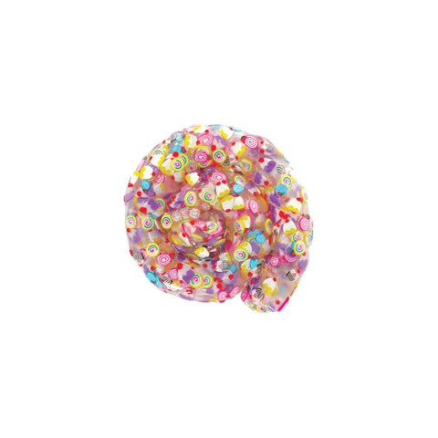 Clear putty toy with colorful candy-shaped charms, fun sensory fidget for kids