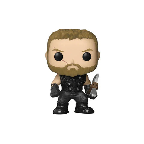 Thor collectible vinyl figure with beard, black armor, and axe, inspired by superhero movies