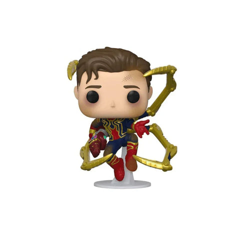 Spider-themed superhero collectible vinyl figure with golden mechanical arms