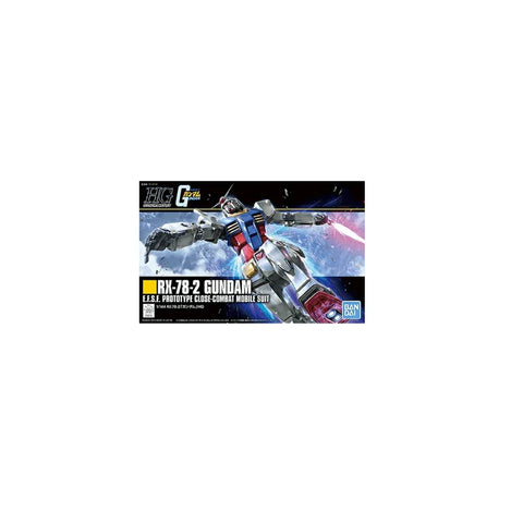 HGUC 1/144 RX-78-2 Gundam model kit box with action pose and space background
