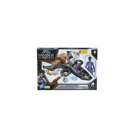 Black Panther Wakanda Forever toy set with vehicle and 6-inch action figure in box