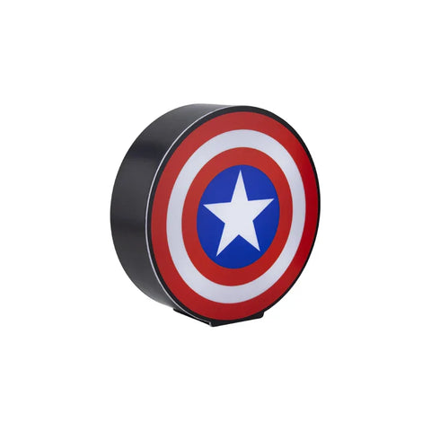Captain America shield night light with red, white, and blue star design on white background