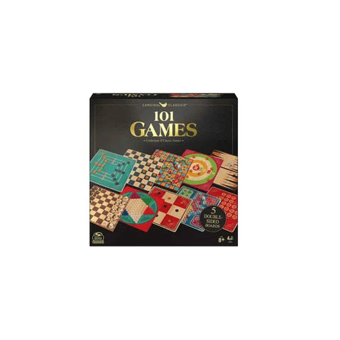 Classic wooden 101 games set box featuring multiple colorful board game designs