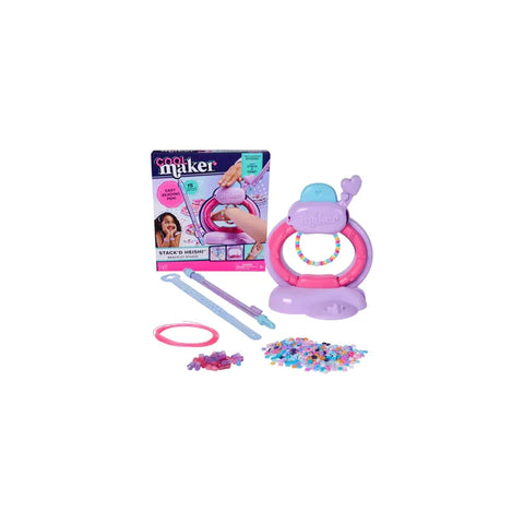 Colorful heishi bracelet making kit with beads, tools, and packaging for kids