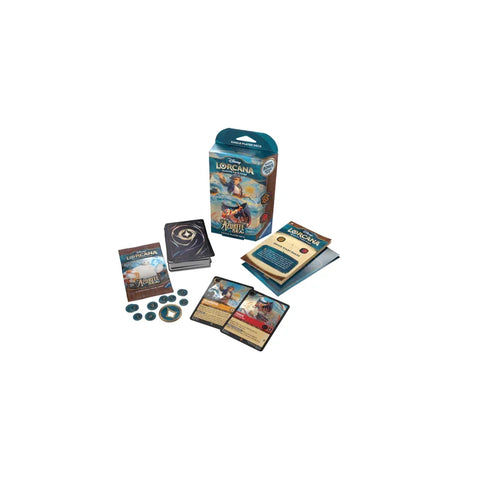 Lorcana Azurite Sea single-player deck game set with cards, tokens, and box