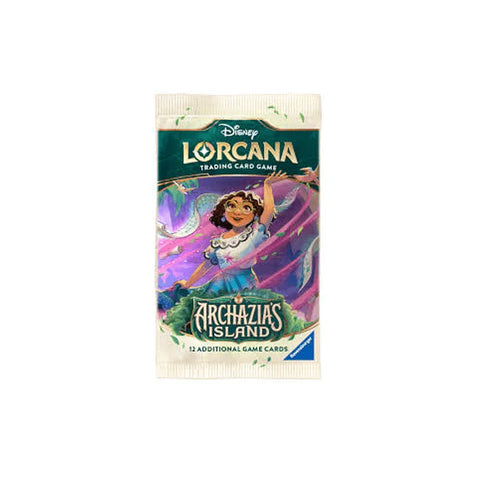 Disney Lorcana Archazia's Island trading card game booster pack with character art