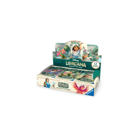 Disney Lorcana trading card game booster pack display featuring fantasy artwork
