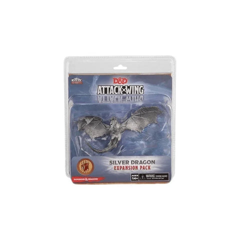 D&D Attack Wing Silver Dragon Expansion Pack miniature in clear display packaging