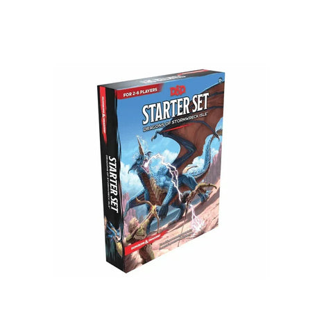 Dungeons & Dragons Starter Set Dragons of Stormwreck Isle board game box featuring a blue dragon