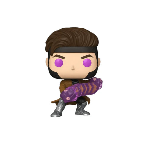 Gambit Funko Pop vinyl figure with purple energy effect, collectible toy
