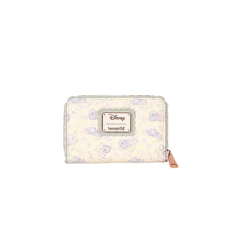 Cream zip-around wallet with cute cartoon character and cherry blossom print, Loungefly logo