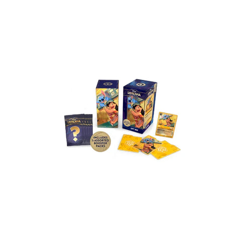 Lorcana Lilo and Stitch trading card game gift set with booster packs and collectible cards