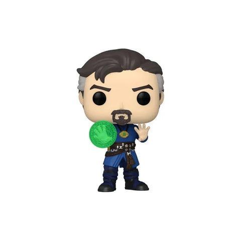 Doctor Strange Funko Pop vinyl figure with magic spell disc, collectible toy.