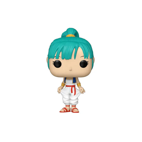 Dragon Ball Bulma Funko Pop collectible figure with teal hair and white outfit