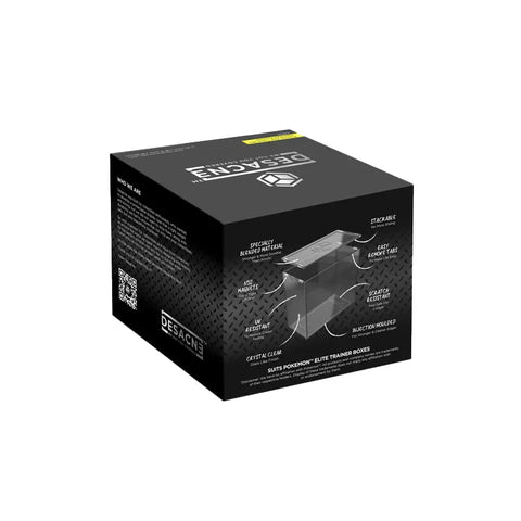 Protective display box packaging for elite trainer boxes, black with product features