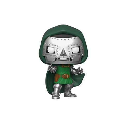 Doctor Doom Funko Pop vinyl figure in green cloak and metal mask collectible toy.