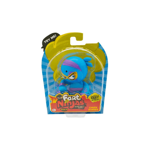 Blue Fart Ninjas collectible toy figure in retail packaging, kids action figure toy