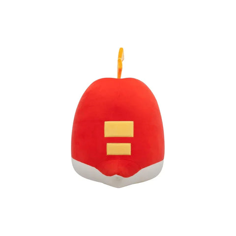 Fuecoco Pokémon Squishmallows 14 inch plush toy, red with yellow square details, rear view