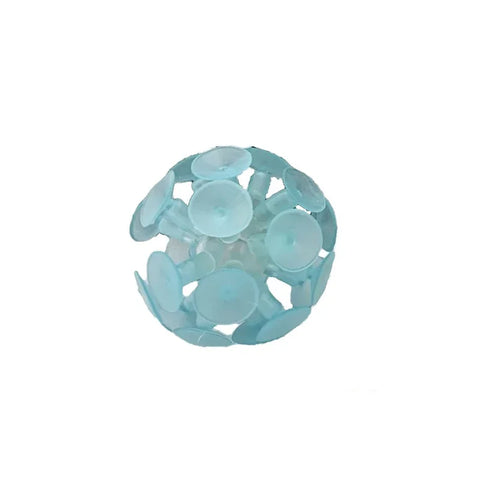 Blue glow in the dark suction ball toy for kids on white background