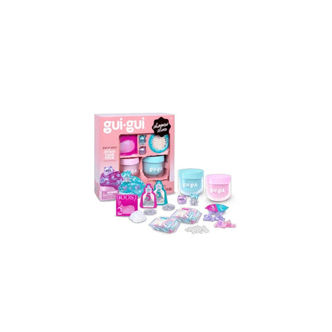 Gui Gui Deluxe Pack slime toy set with glitter, containers, charms, and colorful accessories