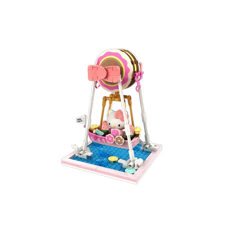 Hello Kitty donut-themed building block toy set with swing and colorful details