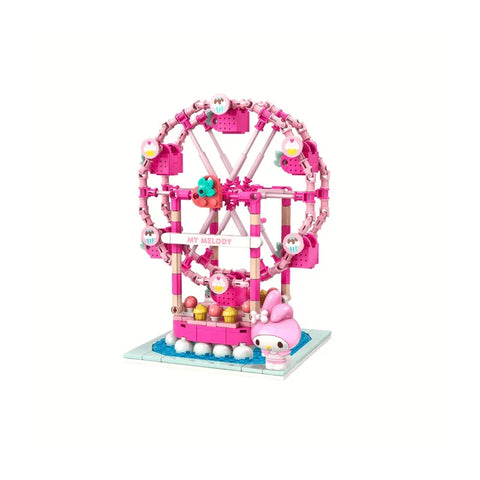 Pink My Melody Ferris wheel building toy set with character figure and playful design