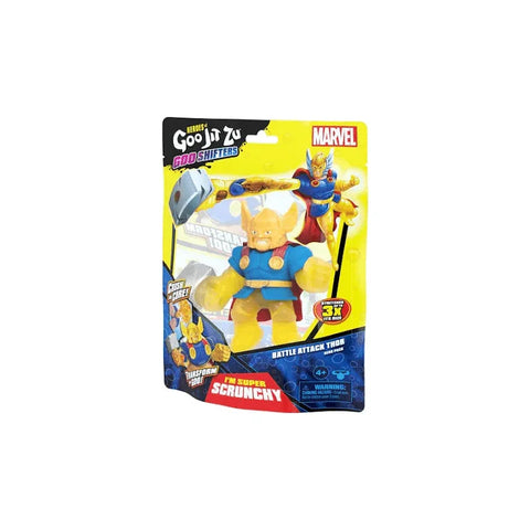 Heroes of Goo Jit Zu Marvel Thor action figure in yellow and blue packaging